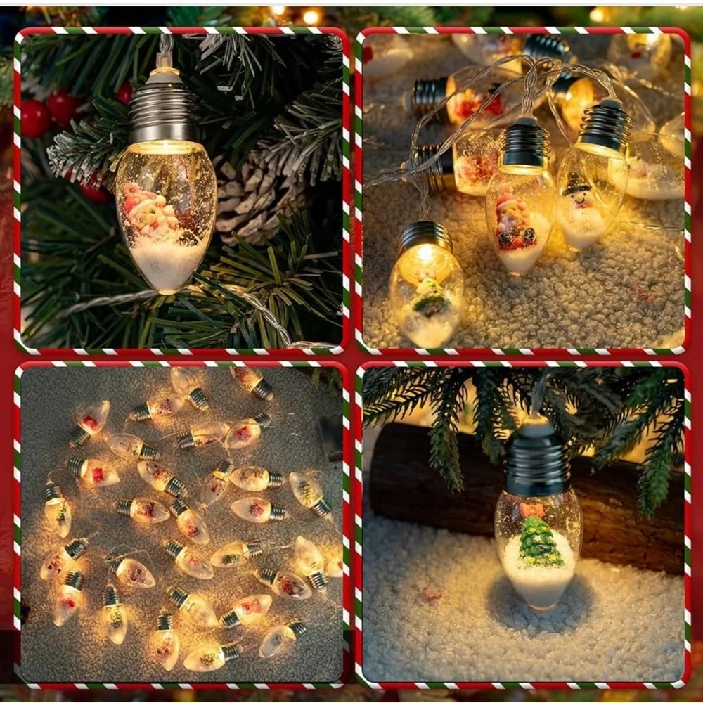 New 16.6Ft Christmas Lights for Indoor Room Decorations 30 LED Snow Globe Bulbs